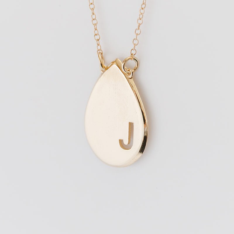 Raindrop Disc Initial Necklace