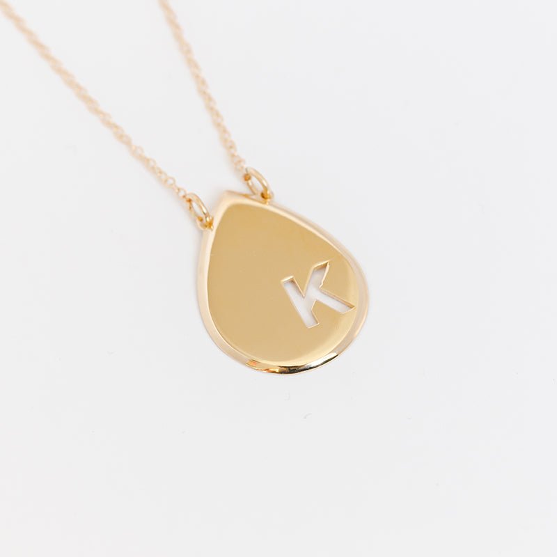 Raindrop Disc Initial Necklace