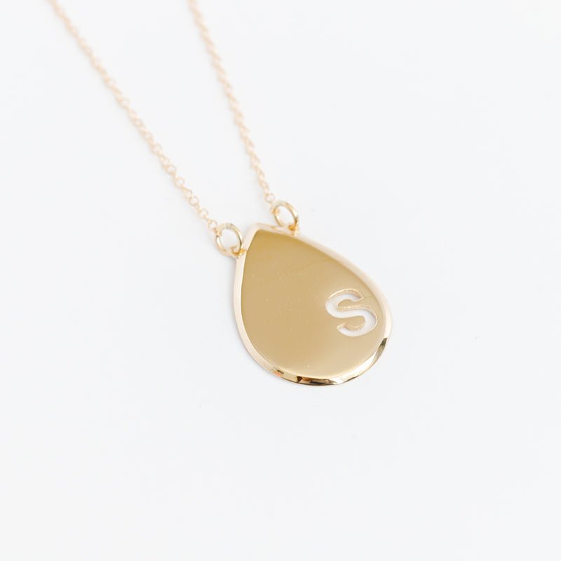 Raindrop Disc Initial Necklace