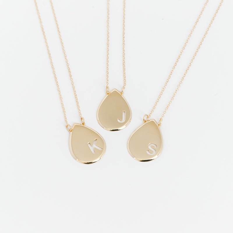 Raindrop Disc Initial Necklace