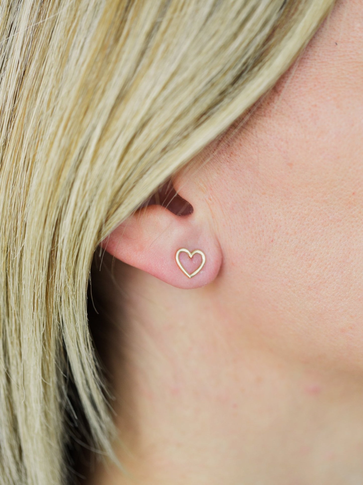 Wearing Open Heart Studs - 1