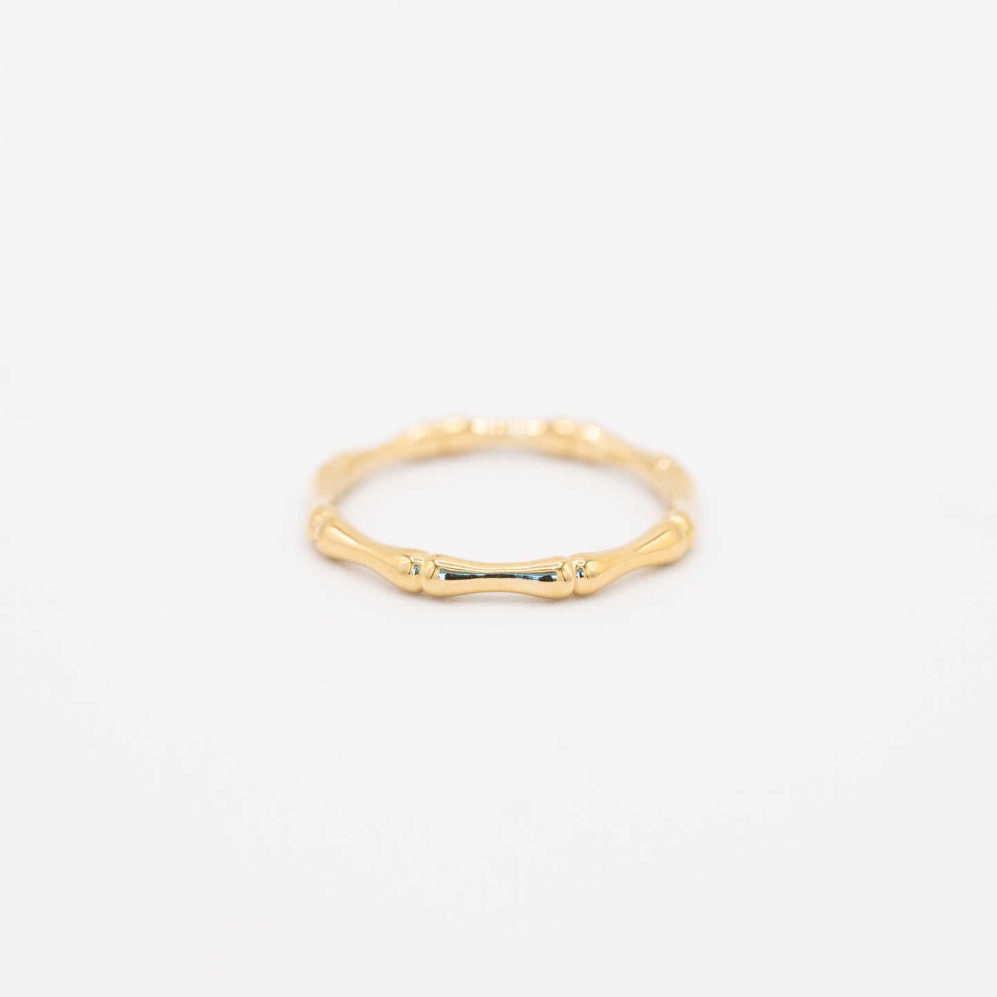 14K Solid Gold Dainty Bamboo Ring