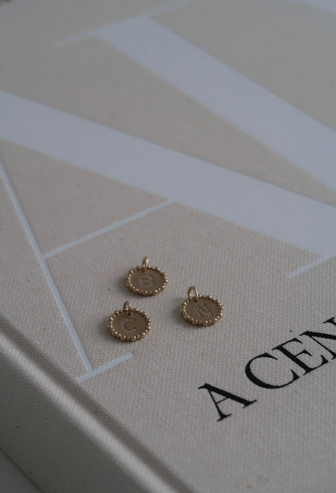 Diamond Initial Bead Pendants