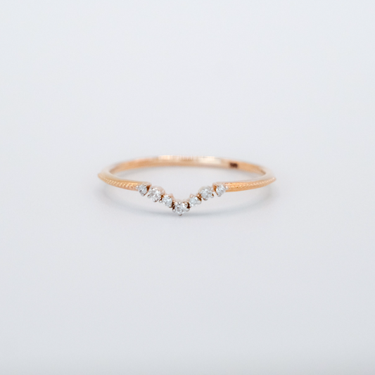 Diamond Chevron Milgrain Ring