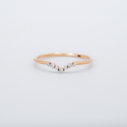 Diamond Chevron Milgrain Ring