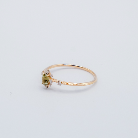 Soft Hue Peridot Milgrain Ring