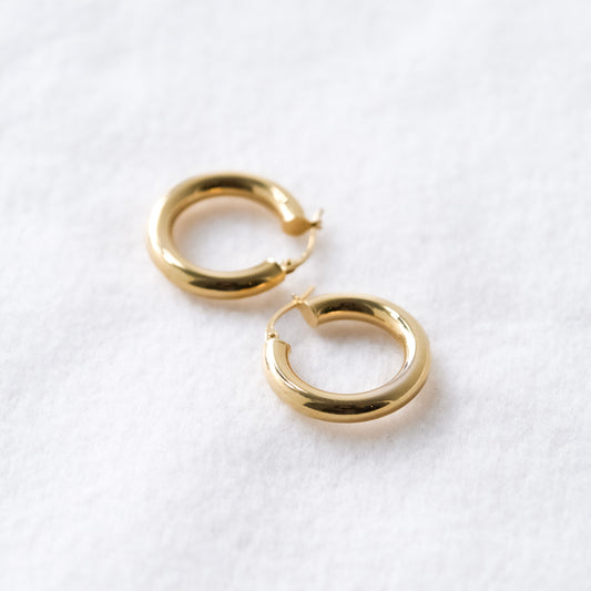 Golden Tube Hoops - Medium 