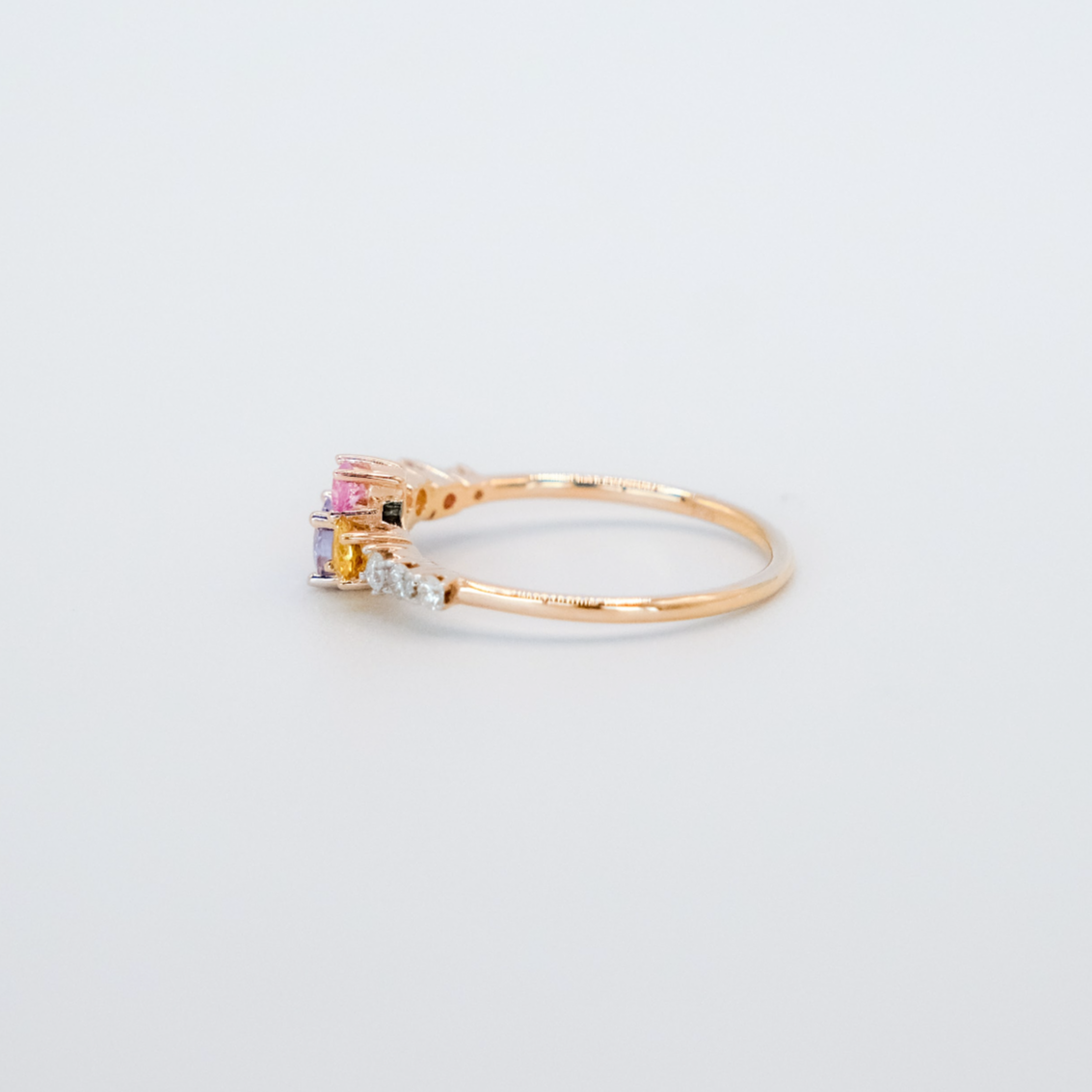 Softest Hue Pastel Sapphire Ring - Side View
