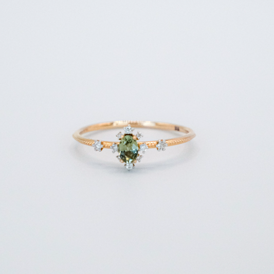 Soft Hue Peridot Milgrain Ring