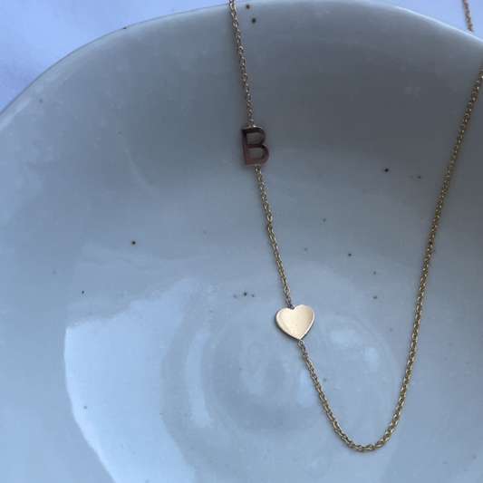 Initial and Heart Necklace