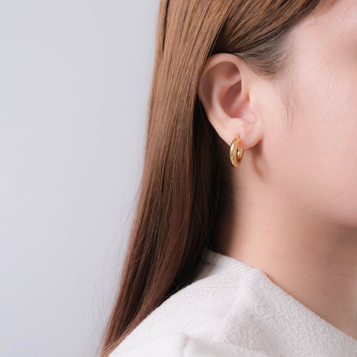 Wearing Golden Tube Hoops - Small