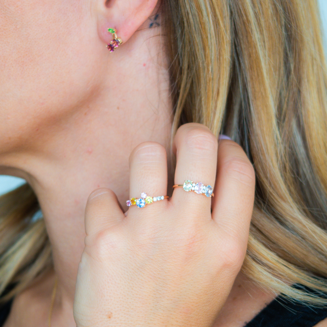 Wearing Softest Hue Pastel Sapphire Ring - 1