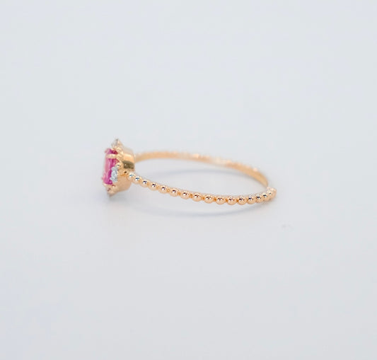 Aurora Pink Tourmaline and Diamond Ring