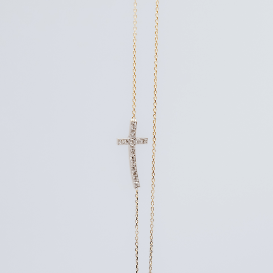 Sideways Diamond Cross Necklace