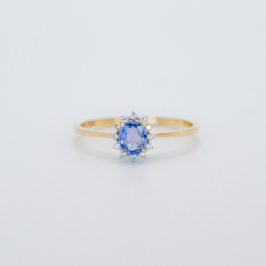 Cinderella Blue Sapphire and Diamond Ring