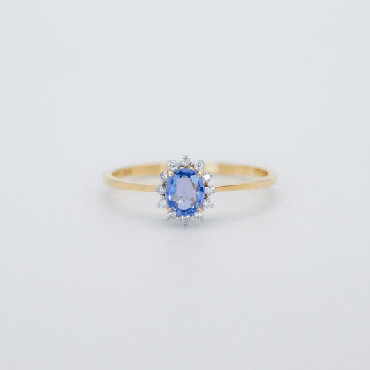 Cinderella Blue Sapphire and Diamond Ring