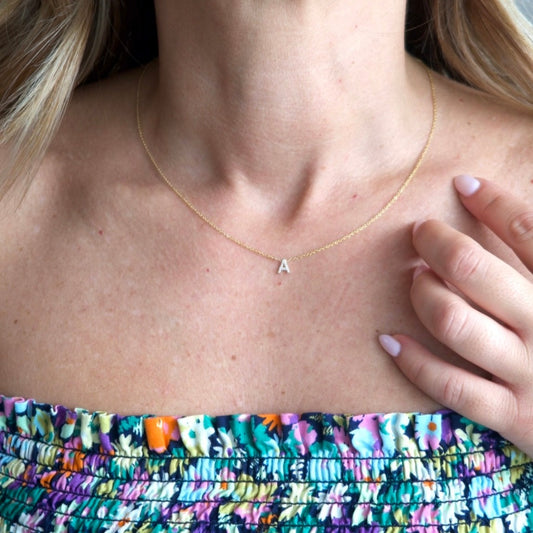 Diamond Drop Initial Necklace