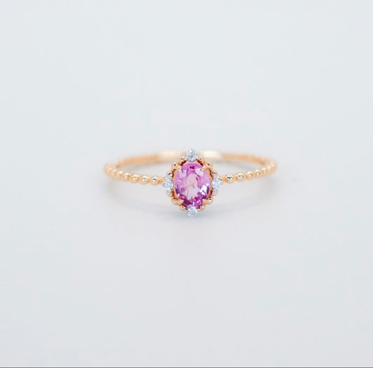 Aurora Pink Tourmaline and Diamond Ring