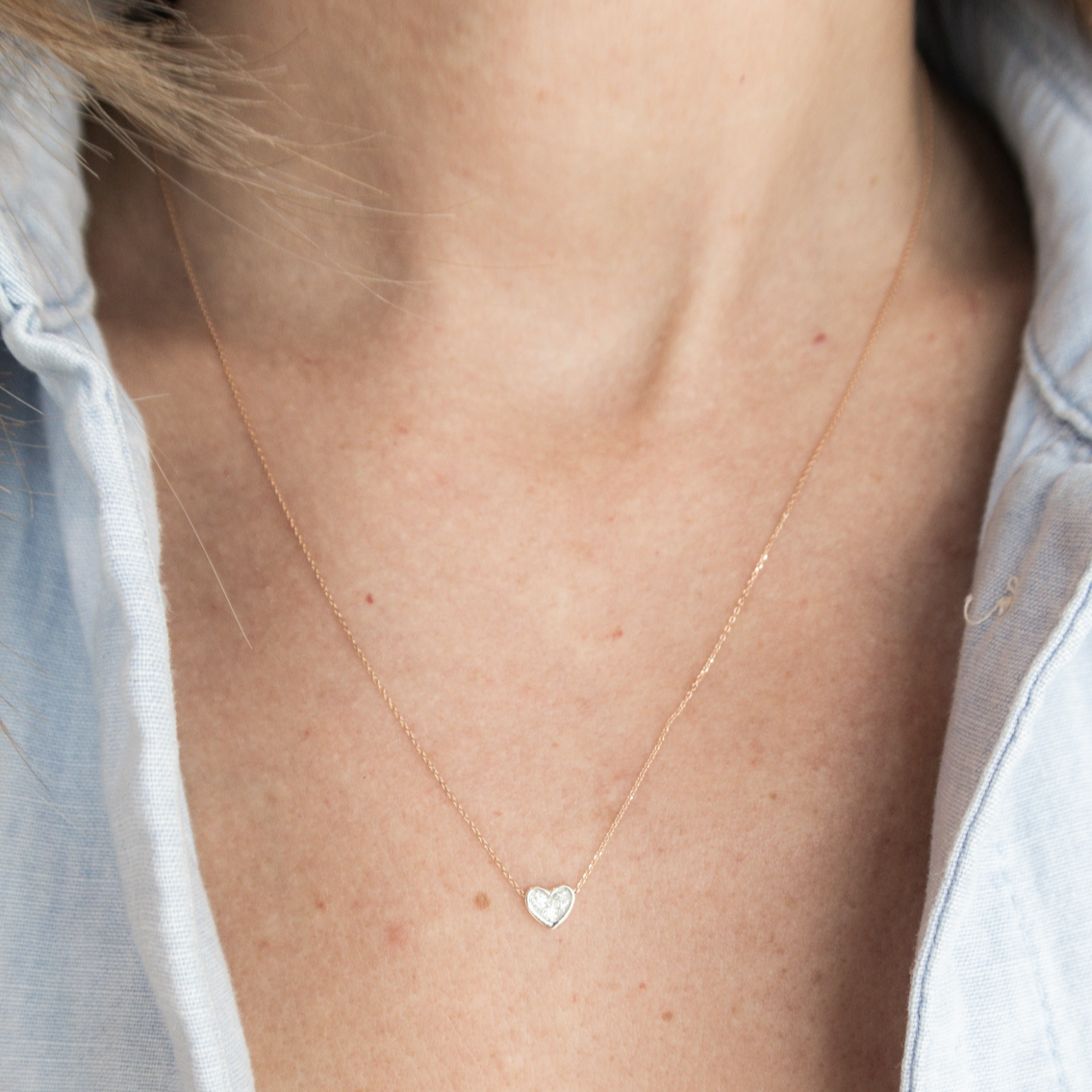 Wearing Mini Diamond Heart Necklace - 2
