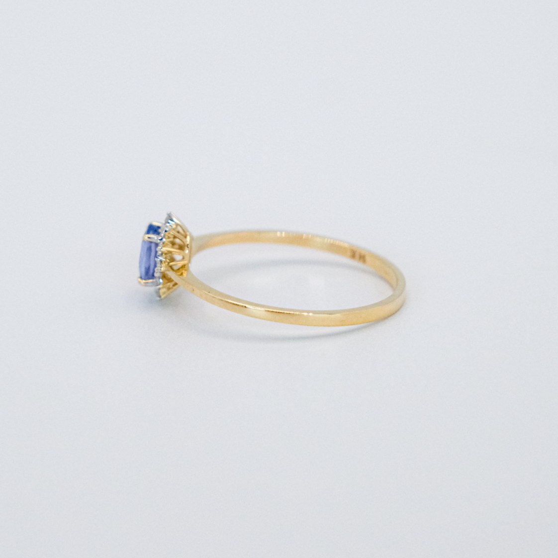 Cinderella Blue Sapphire and Diamond Ring - Side View