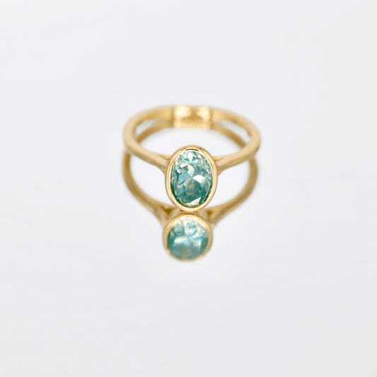 Alina | Bezel-Set Oval Cut Blue Moissanite Ring - Lu and Lo Jewellery