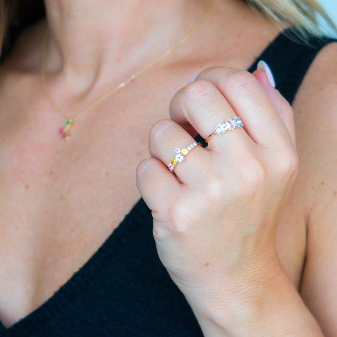 Wearing Softest Hue Pastel Sapphire Ring - 3