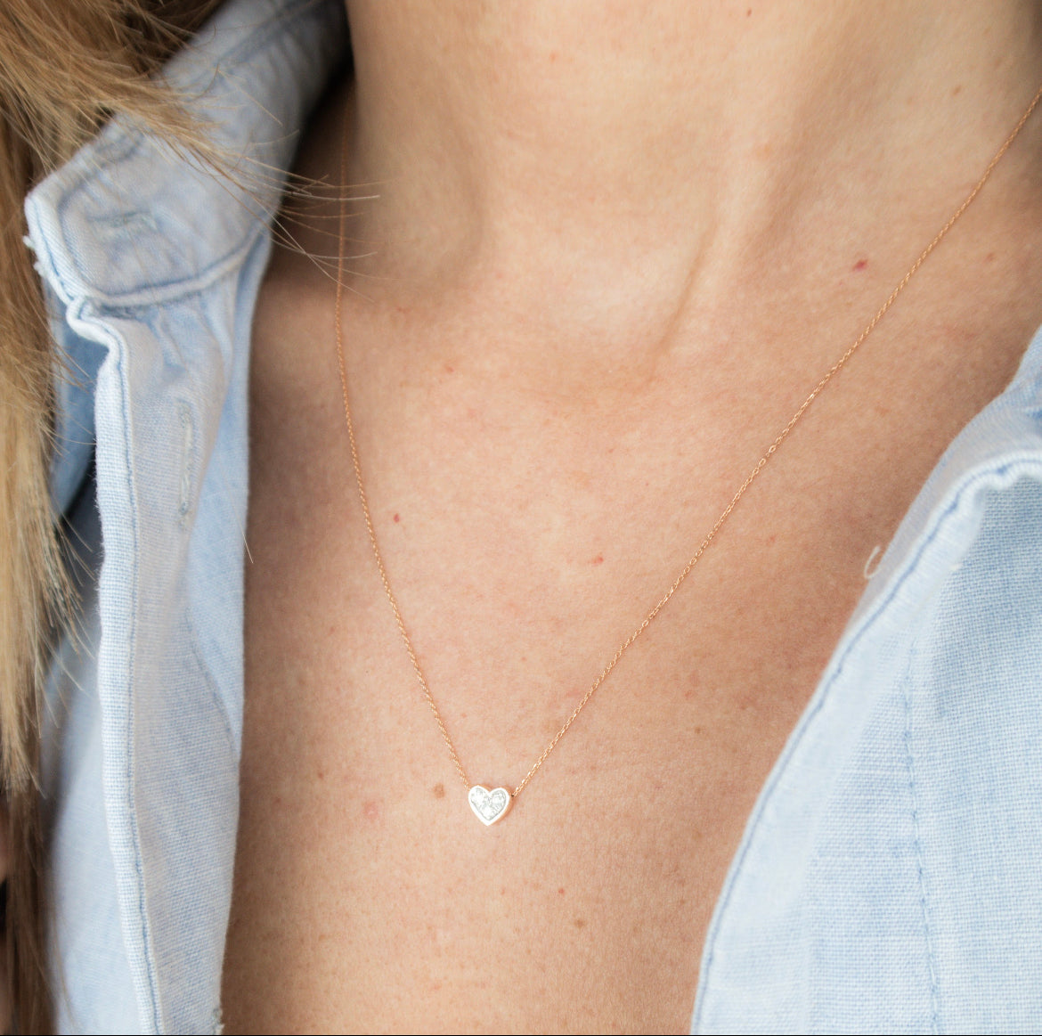 Wearing Mini Diamond Heart Necklace - 1