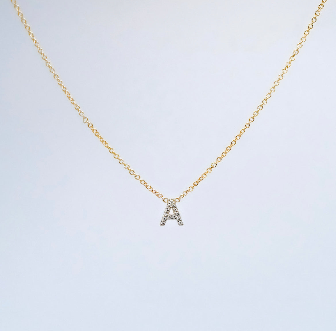 Diamond Drop Initial Personalized Necklace - Full View