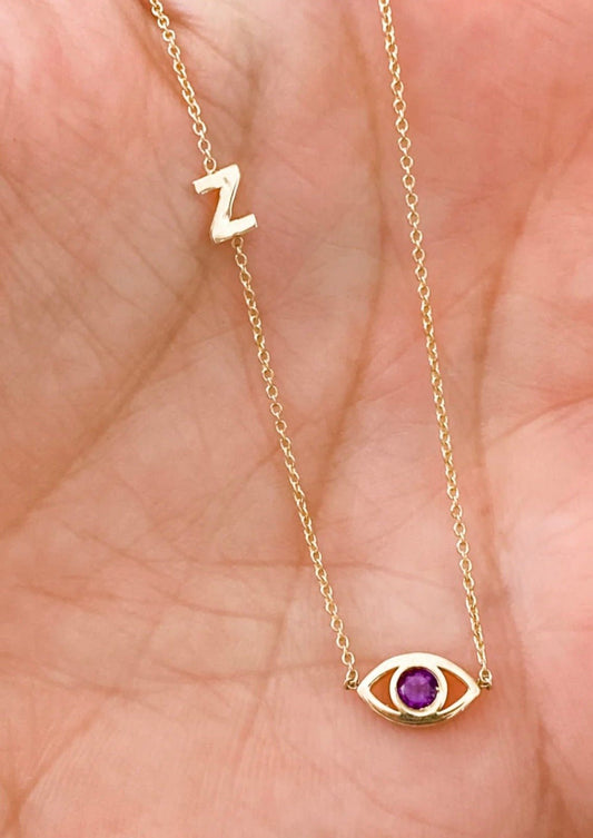 Evil Eye & Initial Personalized Necklace