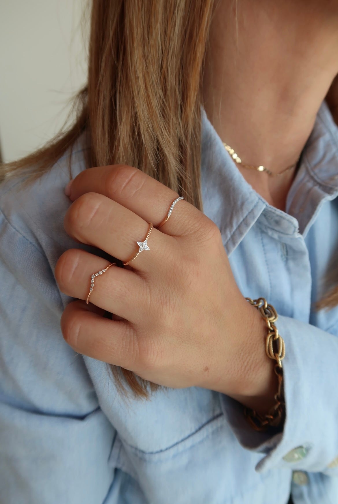 Wearing Pave Diamond Wave Ring