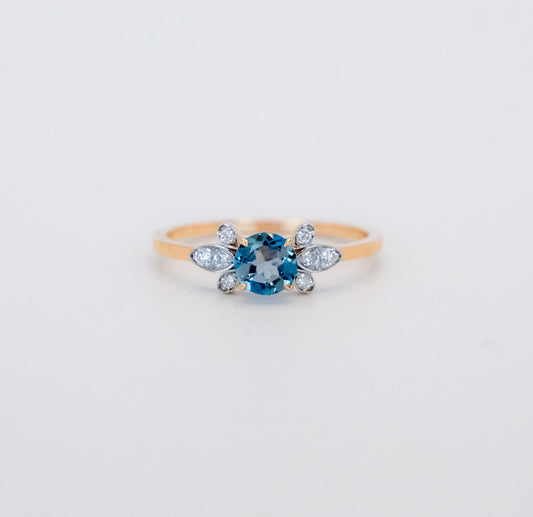 Snow White  Blue Topaz Ring