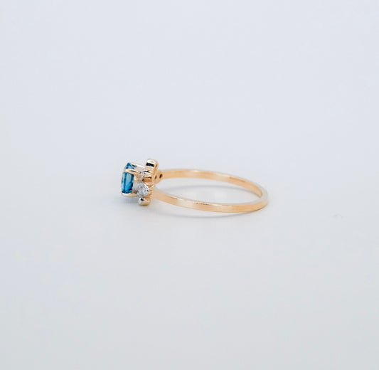 Snow White  Blue Topaz Ring