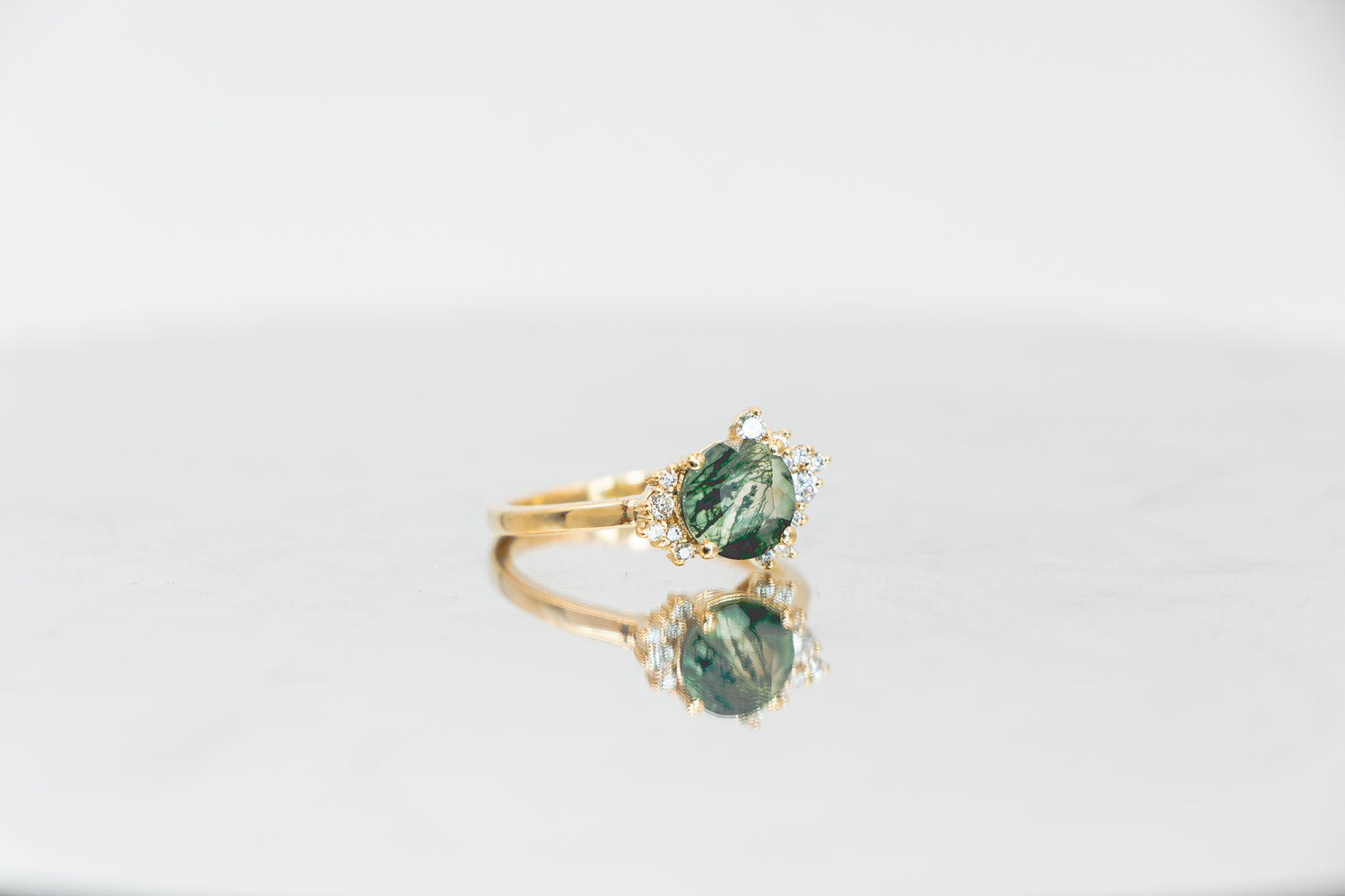 Zaria Moss Agate Ring - Side View 2