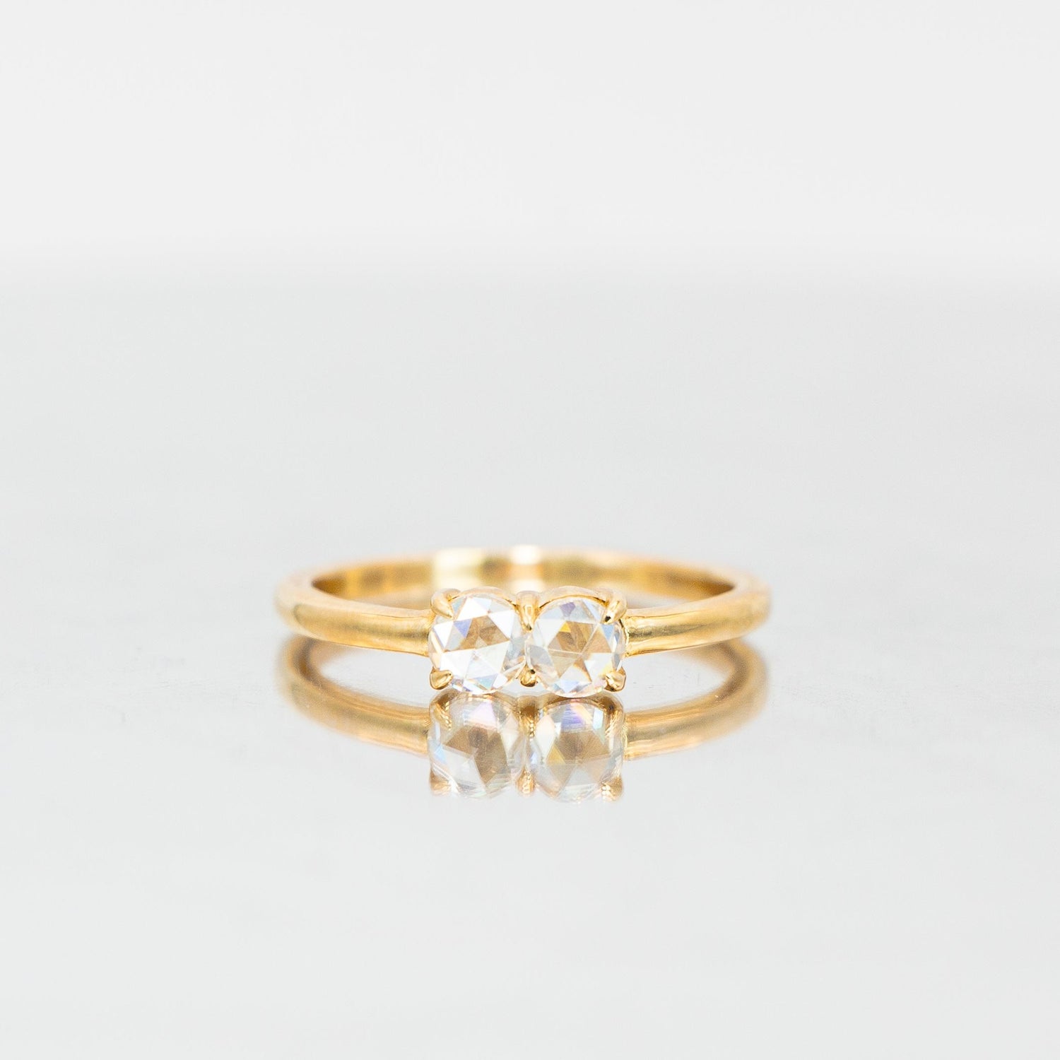 Rosette Grace Double Rose Cut Diamonds Gold Ring