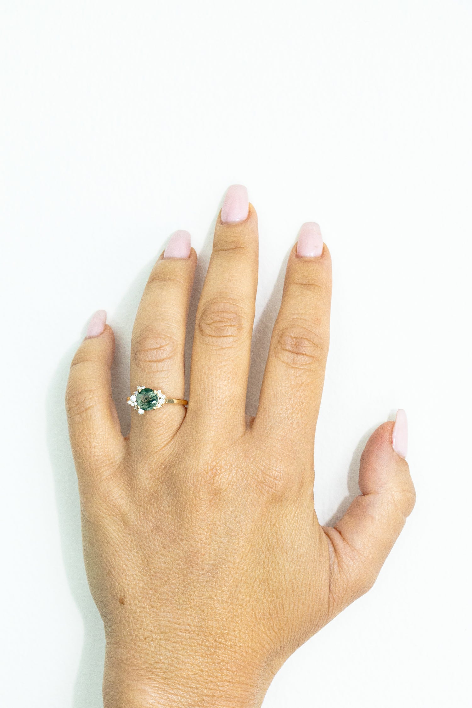 Wearing Zaria Moss Agate Ring - 2