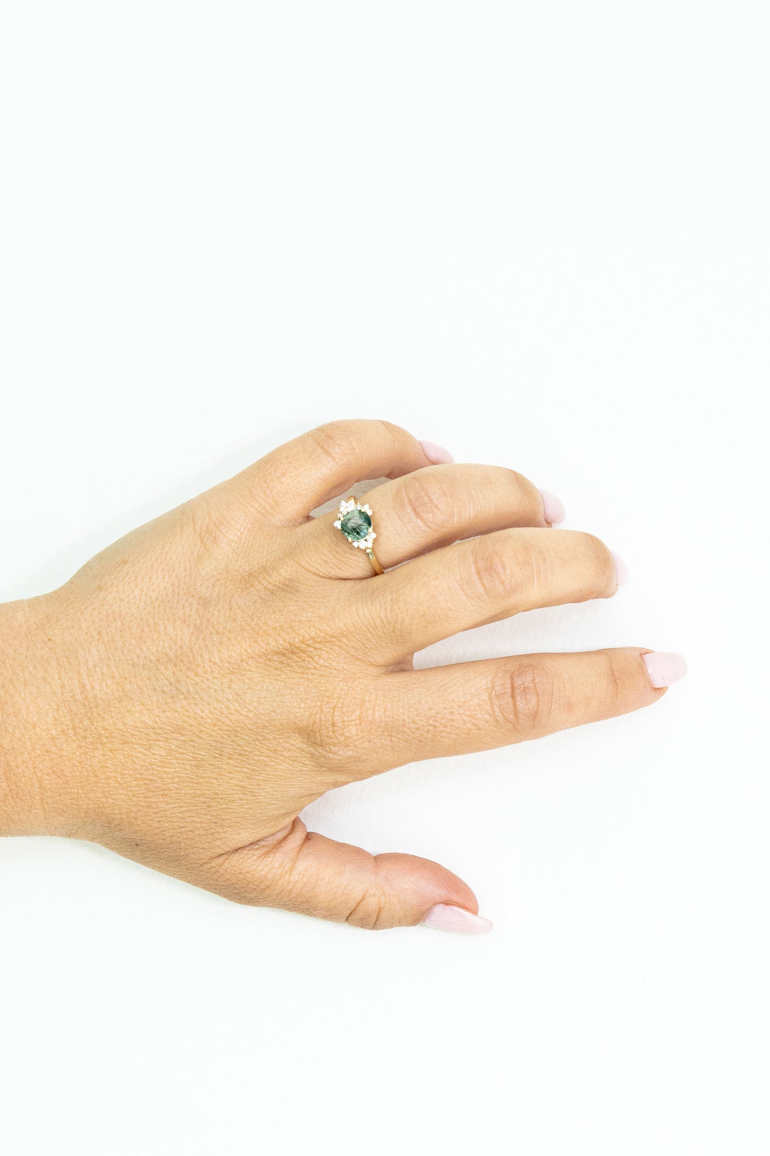 Wearing Zaria Moss Agate Ring - 1