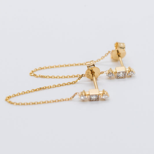 Diamond Drift Chain Studs - Lu and Lo Jewellery