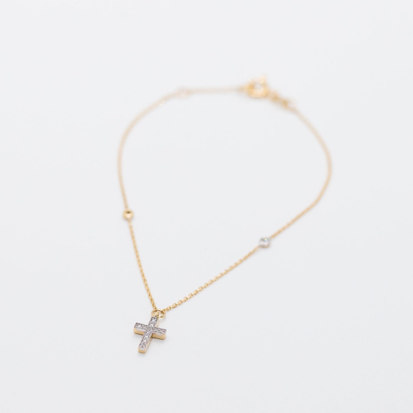 Diamond Drop Cross Bracelet - Lu and Lo Jewellery