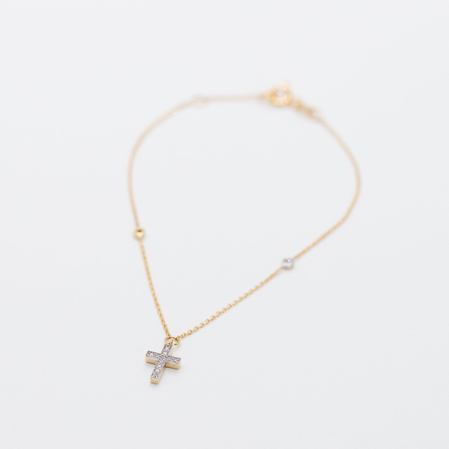 Diamond Drop Cross Bracelet - Lu and Lo Jewellery