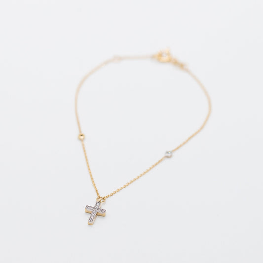 Diamond Drop Cross Bracelet - Lu and Lo Jewellery