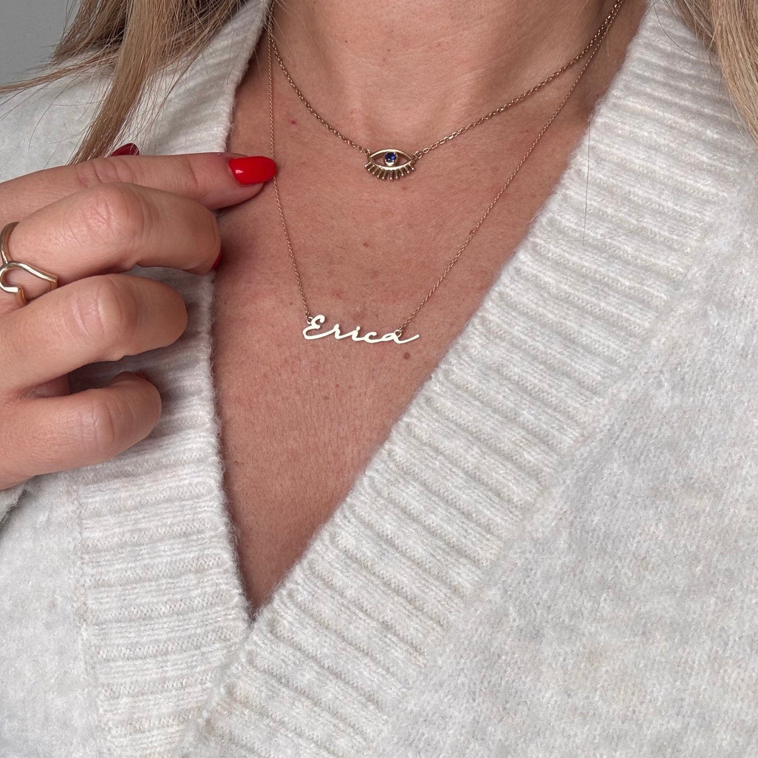 FIne Line Script Necklace - Personalized Jewelry Gift - Lu and Lo Jewellery