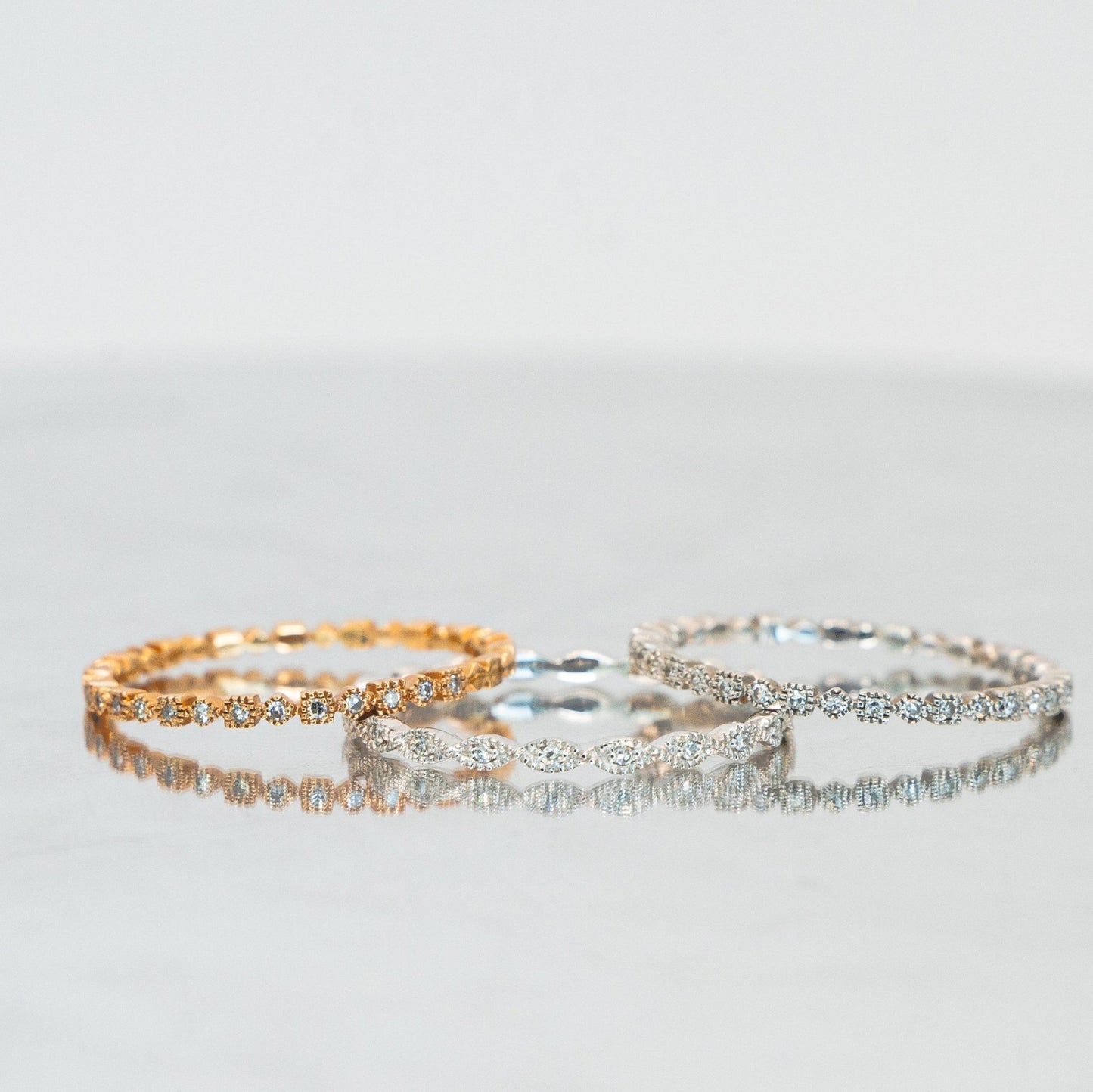 Petite Elliptical Diamond Stack - Lu and Lo Jewellery