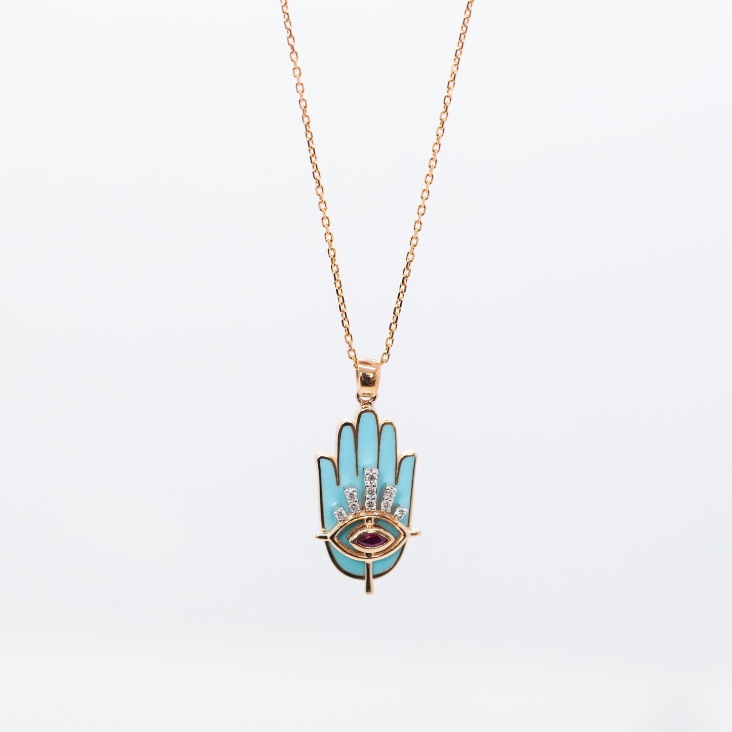 Turquoise Aura Hamsa Necklace - Lu and Lo Jewellery