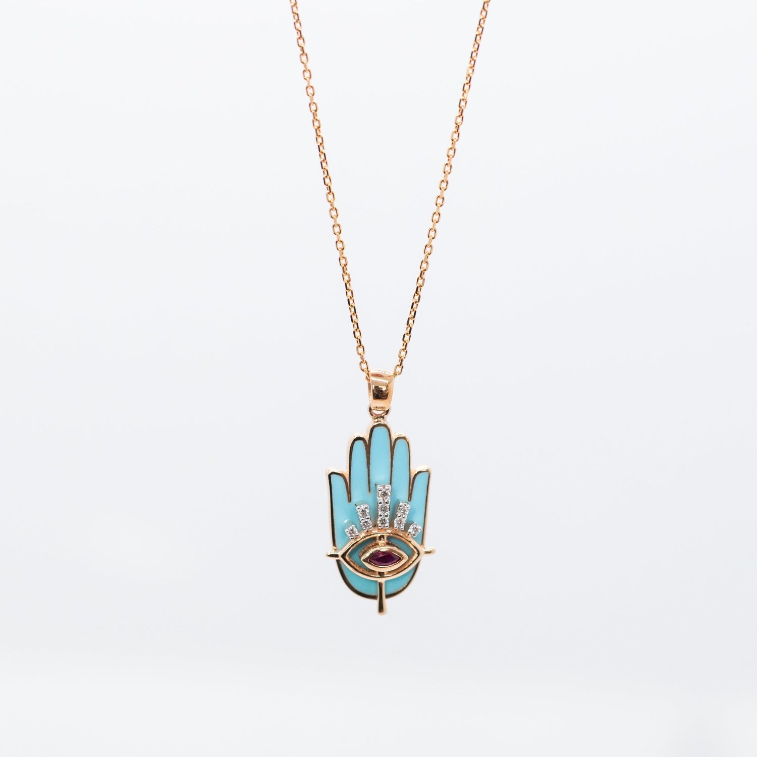 Turquoise Aura Hamsa Necklace - Lu and Lo Jewellery