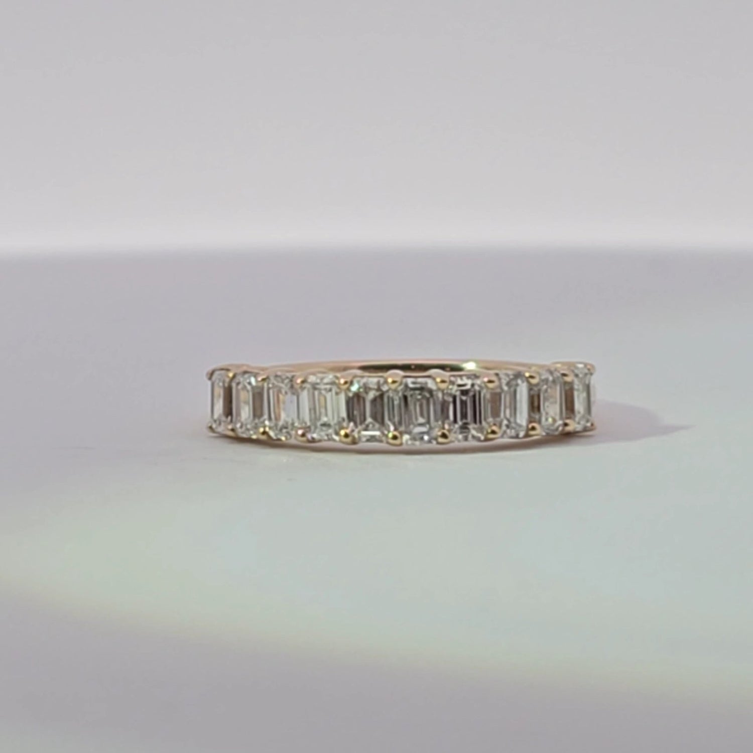 Yellow Gold Eternity Ring with Emerald Cut Diamonds - Lu and Lo Jewellery