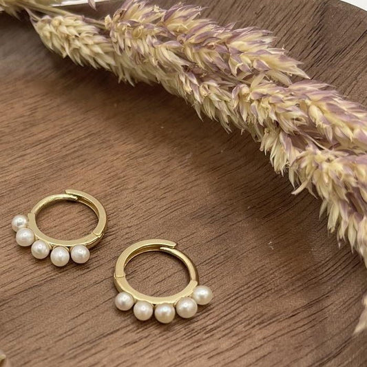 Mini Pearl Huggies Earrings