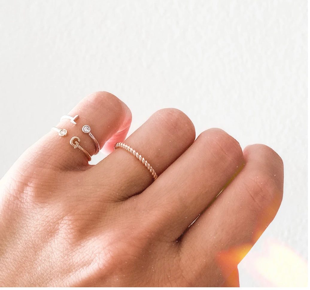 Wearing Diamond Initial Personalized Ring