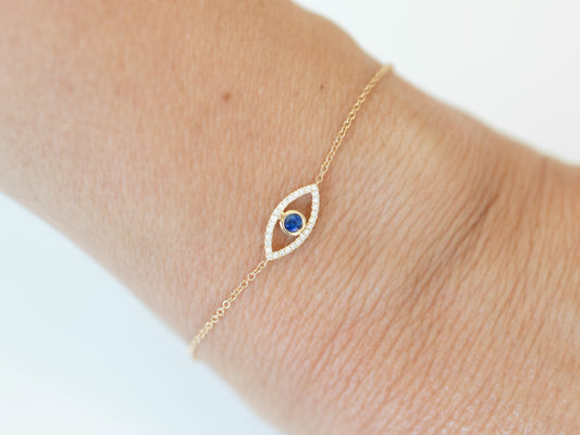 Diamond & Sapphire Evil Eye Bracelet