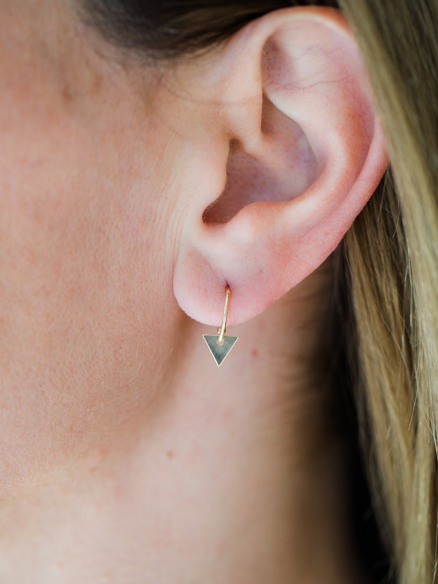 Wearing Hug Me Triangle Studs