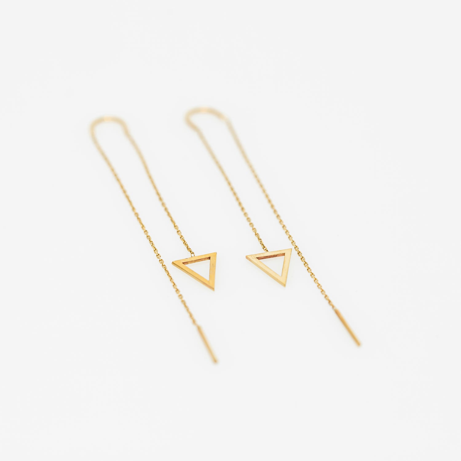 Open Triangle Threader Earrings - Close View